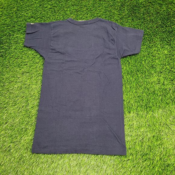 Vintage 80s Champion Shirt Teens M/L 16x27 Faded Navy Blue - Picture 2 of 12